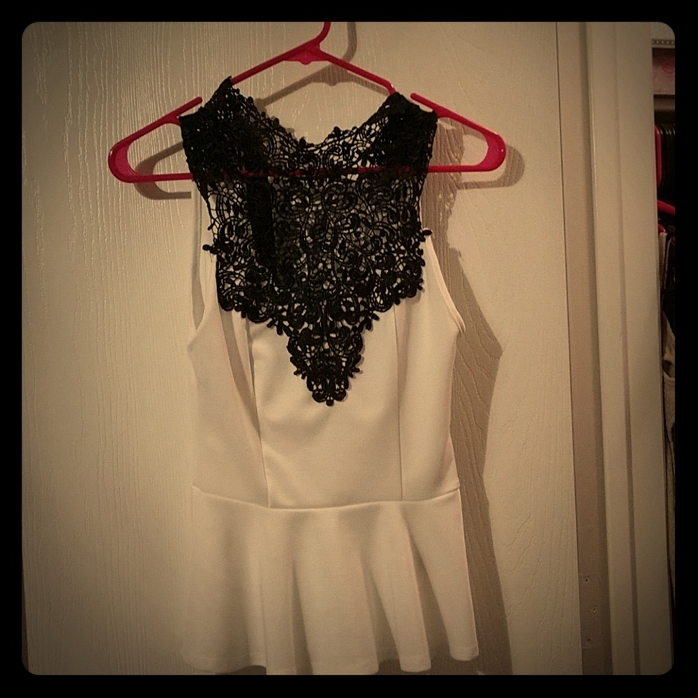 White and black formal top